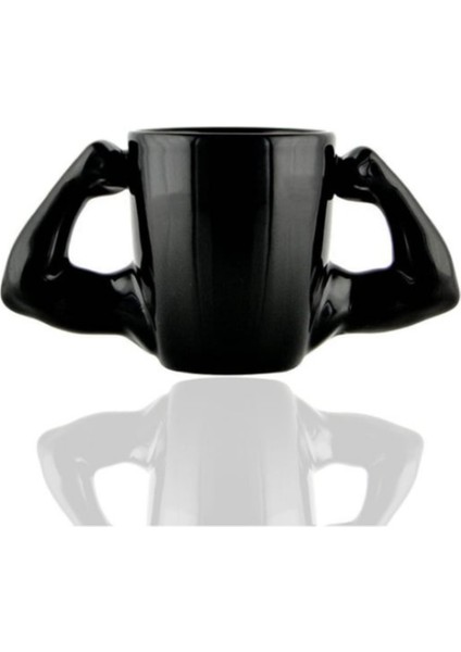 Çift Kulplu Kaslı Kupa Bardak Siyah
