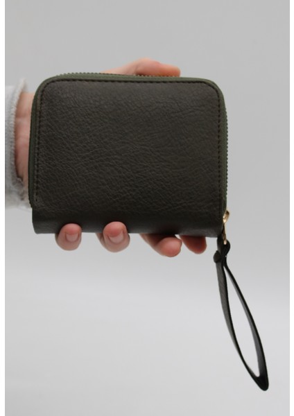 Elcikli Bozuk Para Gözlü Bol Kartlıklı Haki Mini Kadın Cüzdanı fırsatları