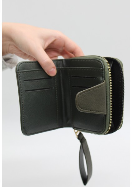 Elcikli Bozuk Para Gözlü Bol Kartlıklı Haki Mini Kadın Cüzdanı indirimleri