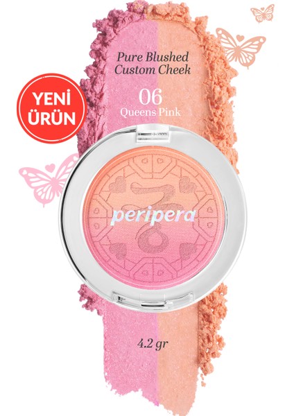 Işıltılı, Iki Tonlu Highlighter Allık Perıpera Pure Blushed Custom Cheek 006 Queens Pink
