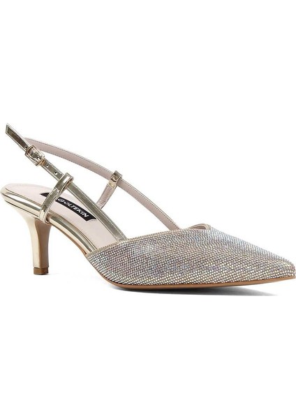 Kadın Dore Arkası Açık İnce Topuklu Abiye Ayakkabı modelleri