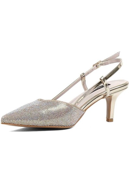 Kadın Dore Arkası Açık İnce Topuklu Abiye Ayakkabı fırsatları