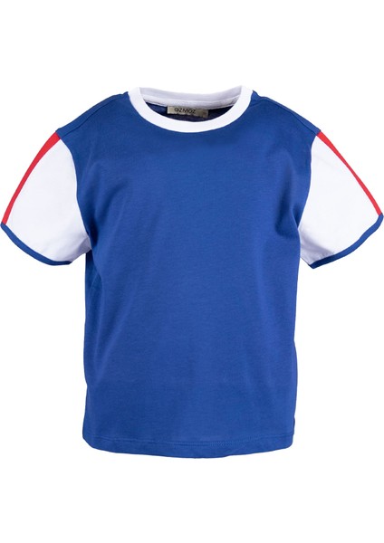 Organik Beyaz Kollu Mavi Basic Erkek Çocuk Tshirt fiyatları