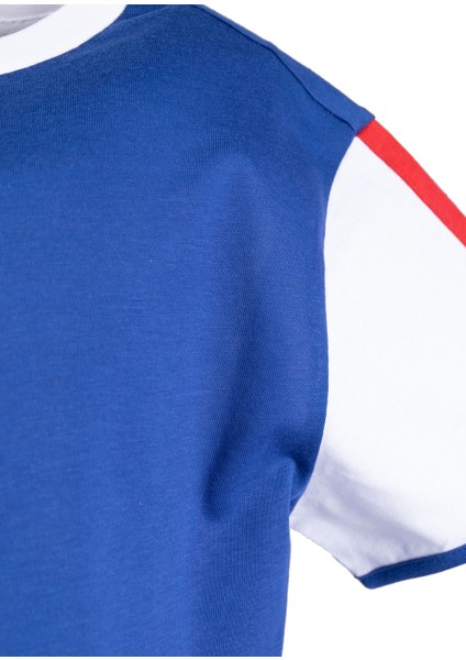 Organik Beyaz Kollu Mavi Basic Erkek Çocuk Tshirt modelleri