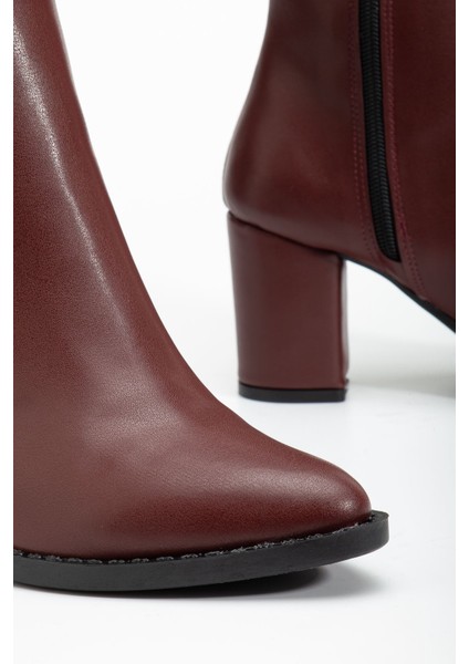 YSN-4422 Bordo Cilt Topuklu Kadın Çizme indirimleri