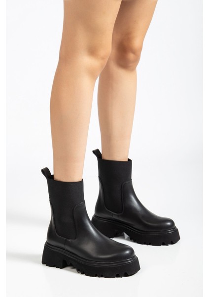 K-815 Siyah Lastikli Yüksek Tabanlı Günlük Kadın Bot fiyatları