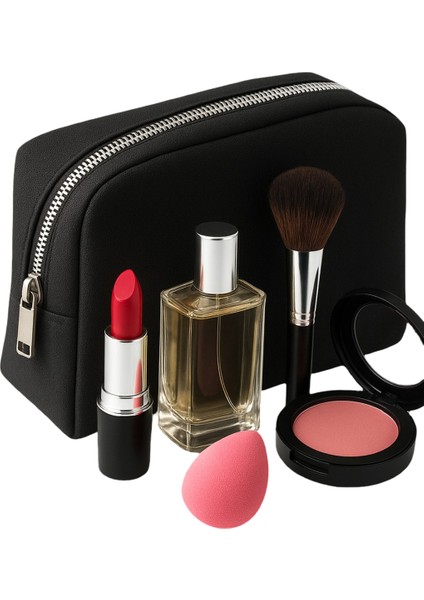 Voice Clutch Seyahat Makyaj Organizeri Kozmetik Çantası Kumaş - 250 Siyah