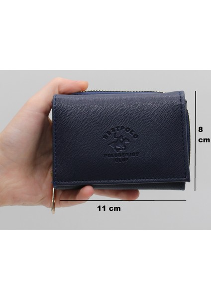 Lacivert Bozuk Para Gözlü Bol Kartlıklı Mini Kadın Cüzdanı