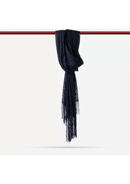 Dantelli Püsküllü Şal (Mevlid Örtüsü, 166X61 Cm. Lacivert) fiyatları