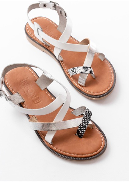 205-08 Beyaz Garni Ortopedik Hakiki Deri Kadın Sandalet fırsatları