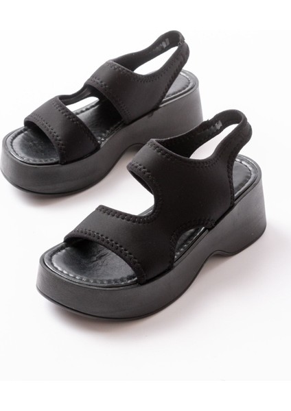 24414-573 Siyah Dalgıç Günlük Dolgu Topuk Kadın Sandalet modelleri