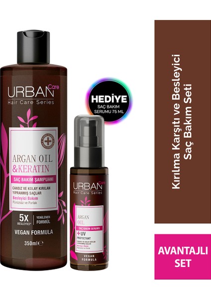 Argan Yağı & Keratin Besleyici ve Kırılma Karşıtı Saç Bakım ŞAMPUANI-350 Ml-Serum Hediye