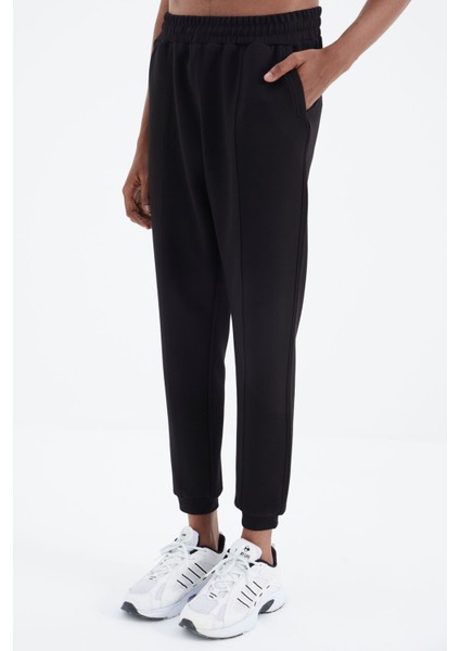 Siyah Bağcıklı Ön Dikiş Detaylı Standart Kalıp Erkek Eşofman Alt - 84994