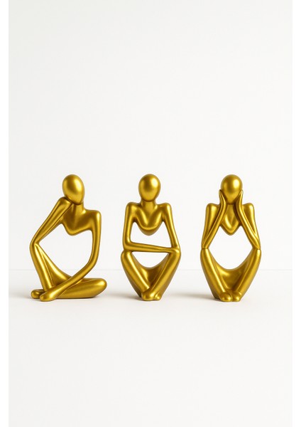 Ev & Ofis Dekoru – Gold 3’lü İnsan Figürü Seti | El Yapımı Minimalist Heykel Takımı modelleri