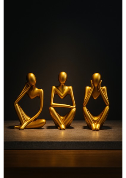 Ev & Ofis Dekoru – Gold 3’lü İnsan Figürü Seti | El Yapımı Minimalist Heykel Takımı fırsatları