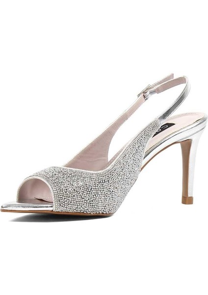 Kadın Gümüş Taşlı İnce Topuklu Abiye Ayakkabı fırsatları