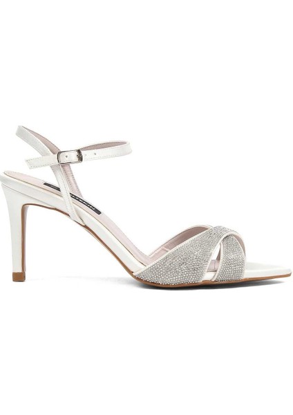 Kadın Sedef Saten Taşlı İnce Topuklu Abiye Ayakkabı