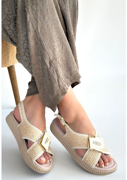 Cate Bej Hasır Cilt Sandalet indirimleri