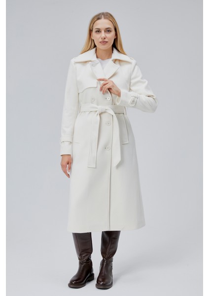 Ekru Regular Rüzgarlık Detaylı Kaşe Kaban fiyatları