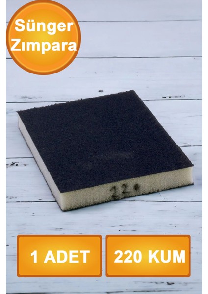 Sünger Zımpara Yassı 9.5 x 12.5 cm Takoz Blok Flex Taşlama Ahşap El Zımparası 220 Kum 1 Adet