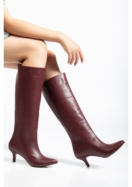 SYT-2025 Bordo Cilt Günlük Kadın Çizme