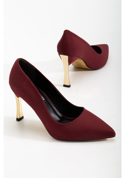 Kadın Bordo Saten Sivri Burun Ince Topuklu Stiletto fiyatları