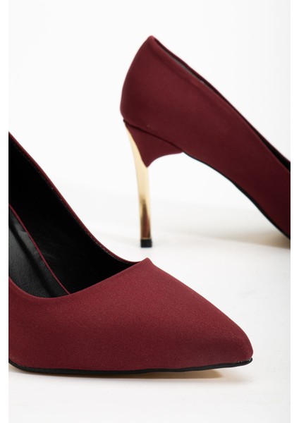 Kadın Bordo Saten Sivri Burun Ince Topuklu Stiletto modelleri