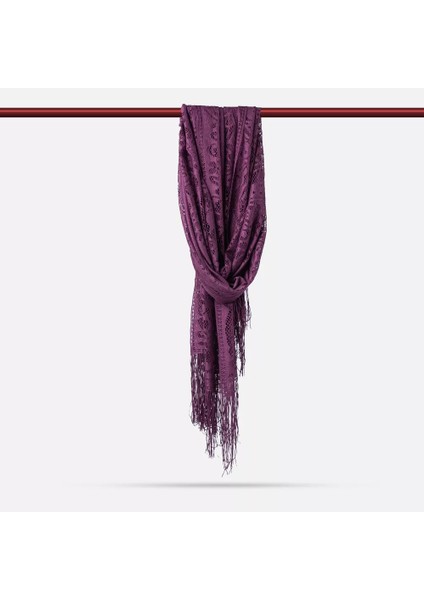 Dantelli Püsküllü Şal (Mevlid Örtüsü, 166X61 Cm. Mor) fiyatları