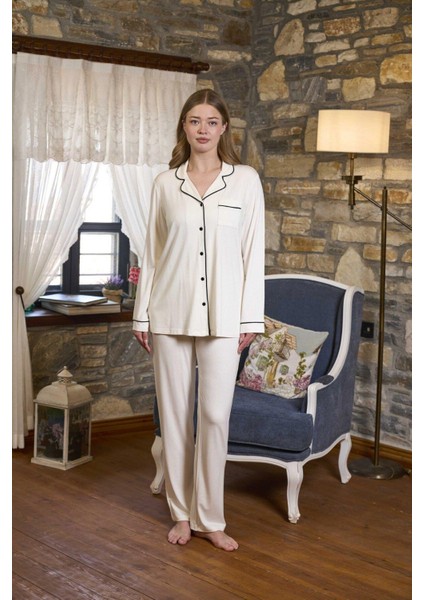 Kadın Krem Pijama Takımı 26280