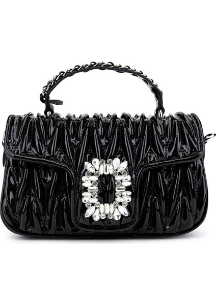 Kadın Suni Deri Siyah Rugan Omuz Çanta 921 27126 Bn Cnt SK25-26 Sıyah Rgn