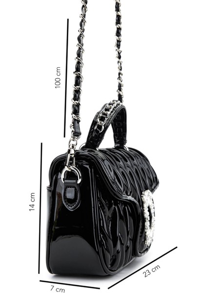 Kadın Suni Deri Siyah Rugan Omuz Çanta 921 27126 Bn Cnt SK25-26 Sıyah Rgn fiyatları