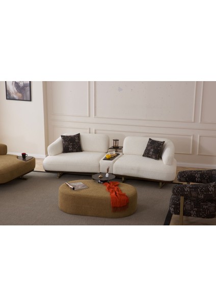 Serenity Koltuk Takımı 4+3+1+1 Sütlü Kahve - Beyaz Kombinasyon ( Puf Hediyeli ) fiyatları