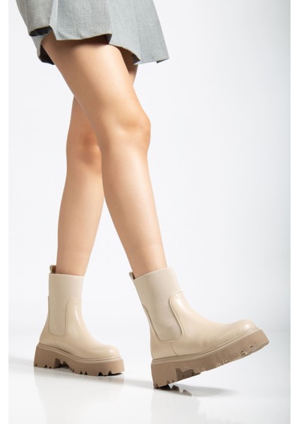 K-815 Bej Lastikli Yüksek Tabanlı Günlük Kadın Bot fiyatları