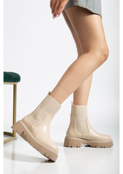 K-815 Bej Lastikli Yüksek Tabanlı Günlük Kadın Bot modelleri