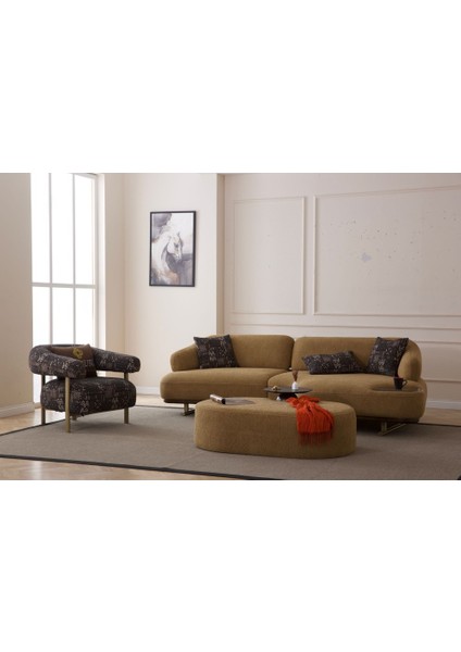 Serenity Koltuk Takımı 4+3+1+1 Sütlü Kahve - Beyaz Kombinasyon ( Puf Hediyeli ) modelleri