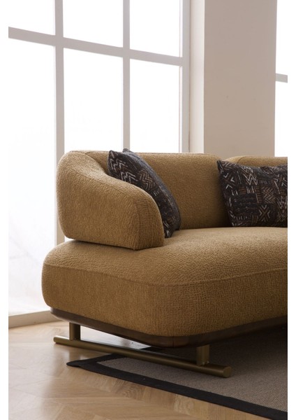 Serenity Koltuk Takımı 4+3+1+1 Sütlü Kahve - Beyaz Kombinasyon ( Puf Hediyeli )