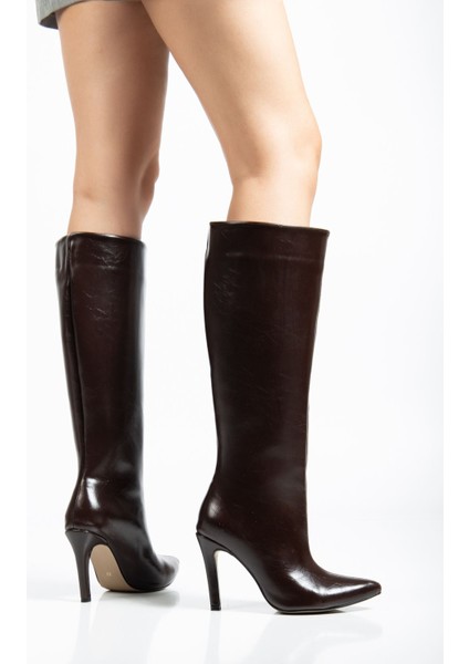 SYT-2004 Kahve Kırışık Rugan Günlük Bayan Çizme fiyatları