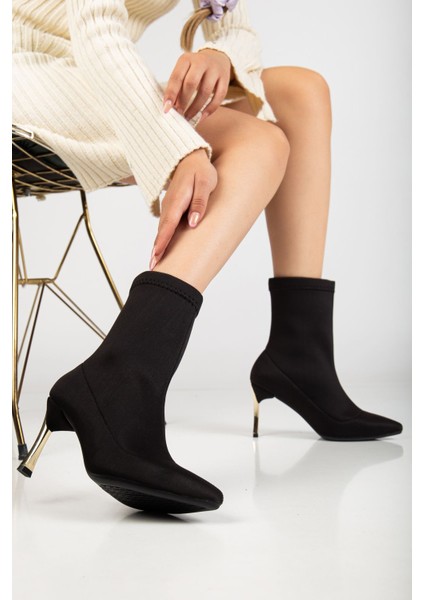 Kadın Siyah Streç Sivri Burun Ince Topuklu Bot fırsatları
