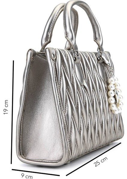 Kadın Suni Deri Metalik Omuz Çanta 921 27127 Bn Cnt SK25-26 Platın fiyatları