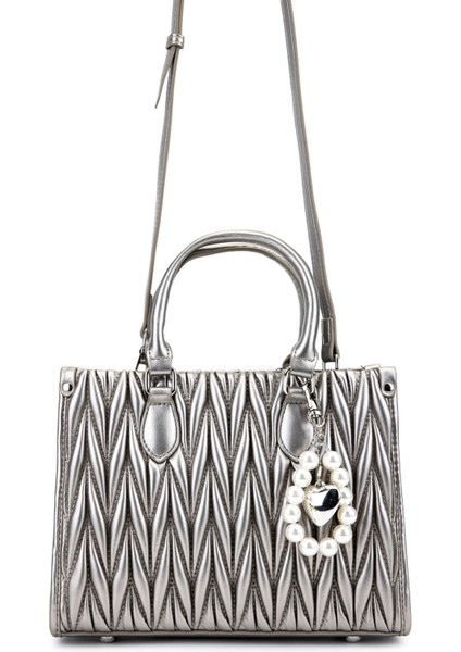 Kadın Suni Deri Metalik Omuz Çanta 921 27127 Bn Cnt SK25-26 Platın indirimleri