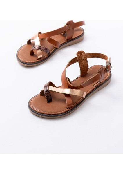 205-08 Taba Garni Ortopedik Hakiki Deri Kadın Sandalet modelleri