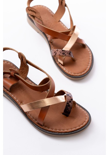 205-08 Taba Garni Ortopedik Hakiki Deri Kadın Sandalet fırsatları