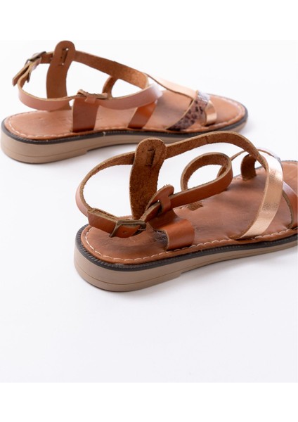 205-08 Taba Garni Ortopedik Hakiki Deri Kadın Sandalet indirimleri