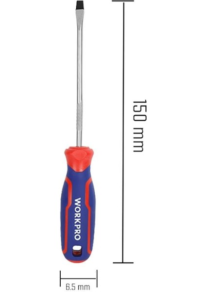 WP221020 6.5X150MM Cr-V Manyetik Profesyonel Düz Tornavida fiyatları