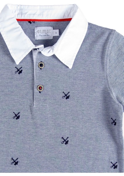 Organik Nakışlı Mavi Yazlık Erkek Çocuk Tshirt modelleri