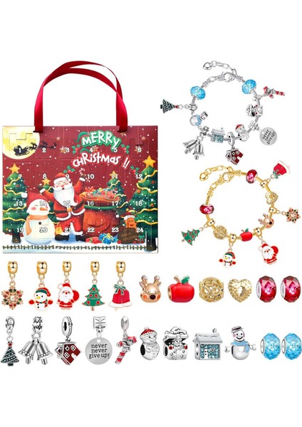 Noel Takvimi Takı Hediye Kutusu 24 Gün Geri Sayım Takvimleri Noel Yıl Için Takı Bilezikler, B (Yurt Dışından)