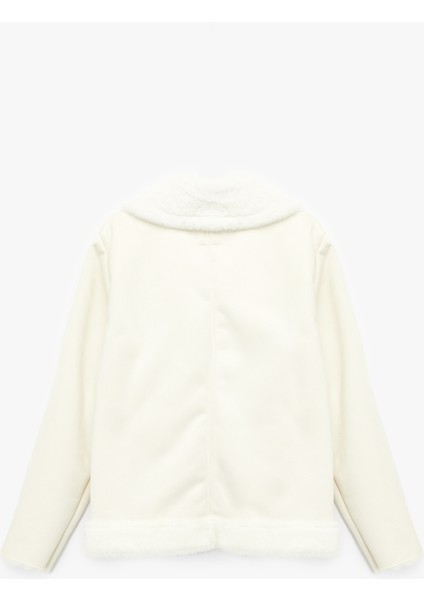 Suni Kürklü Yaka Fermuarlı Cepli Süet Görünümlü Biker Ceket indirimleri