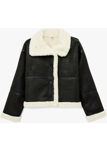 Uzun Kollu Cepli Dik Yaka Içi Peluş Astarlı Suni Süet Biker Ceket modelleri