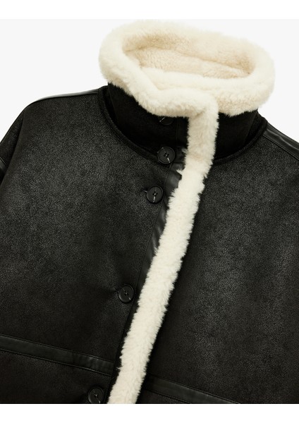 Uzun Kollu Cepli Dik Yaka Içi Peluş Astarlı Suni Süet Biker Ceket indirimleri