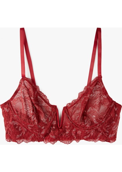 Rahat Kalıp Dolgusuz Dantel Detaylı Balenli Sütyen